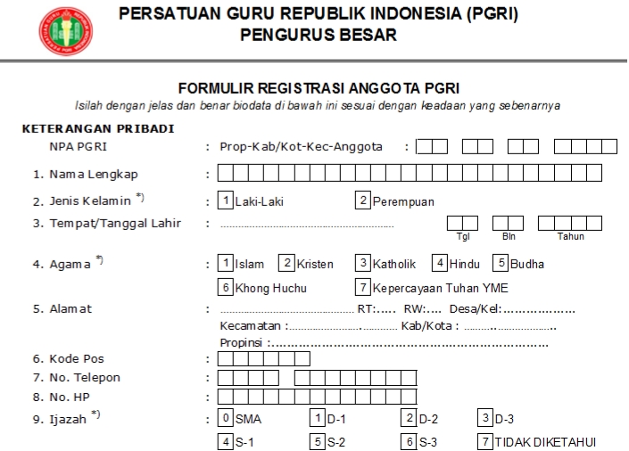 Pendaftaran PGRI Puncak - Persatuan Guru Republik Indonesia Cabang Puncak